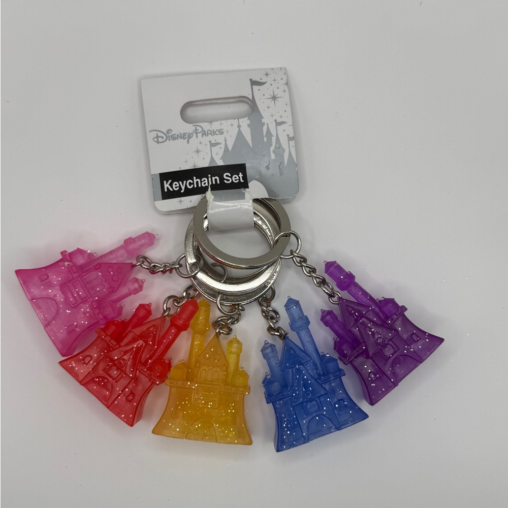 Disney Parks Cinderella Castle Keychain 5 PC Set NIP SKU0754